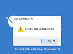 SDL Studio 2017 'StudioUpdateClient' Failed to load update data message